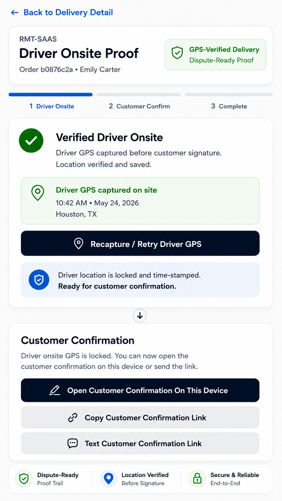 RMT-SaaS GPS Verified Delivery Proof