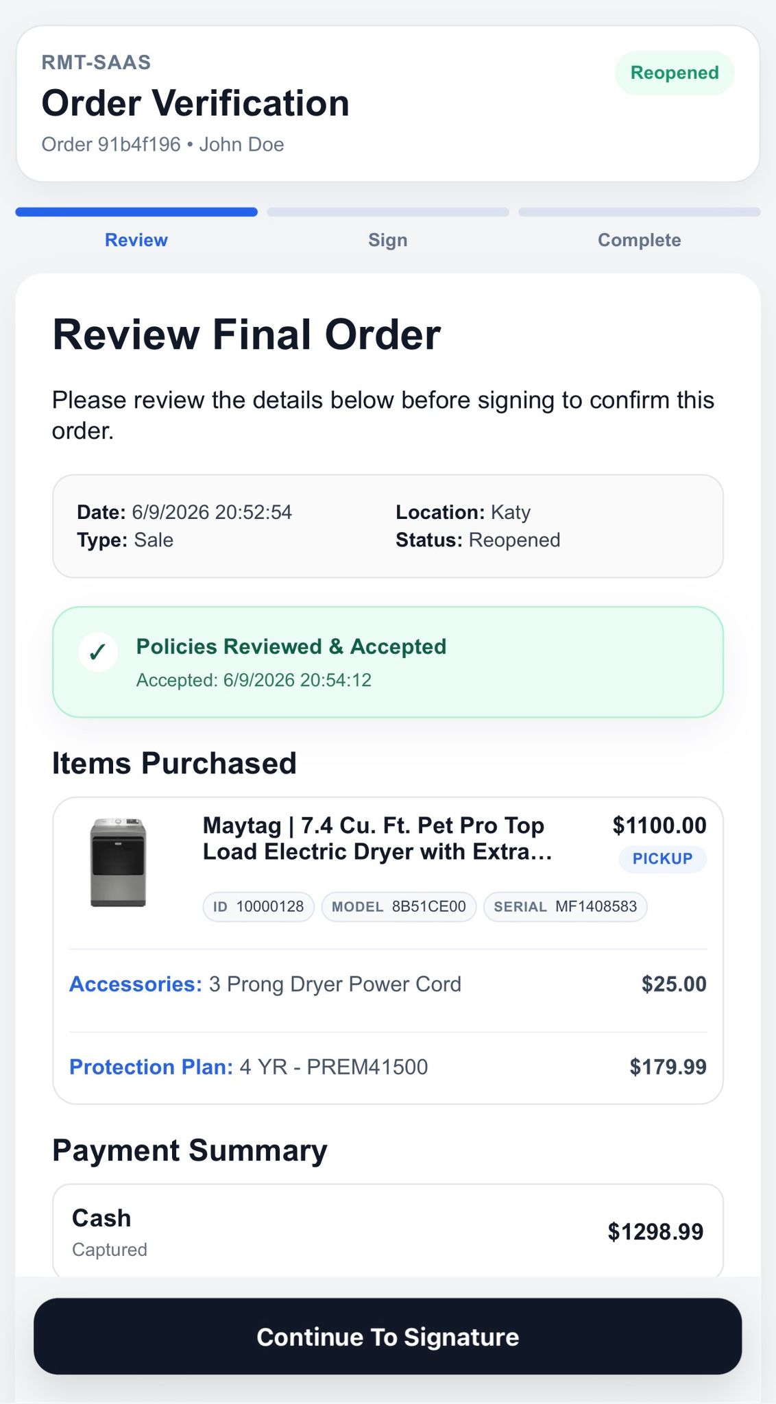 RMT-SaaS Order Verification